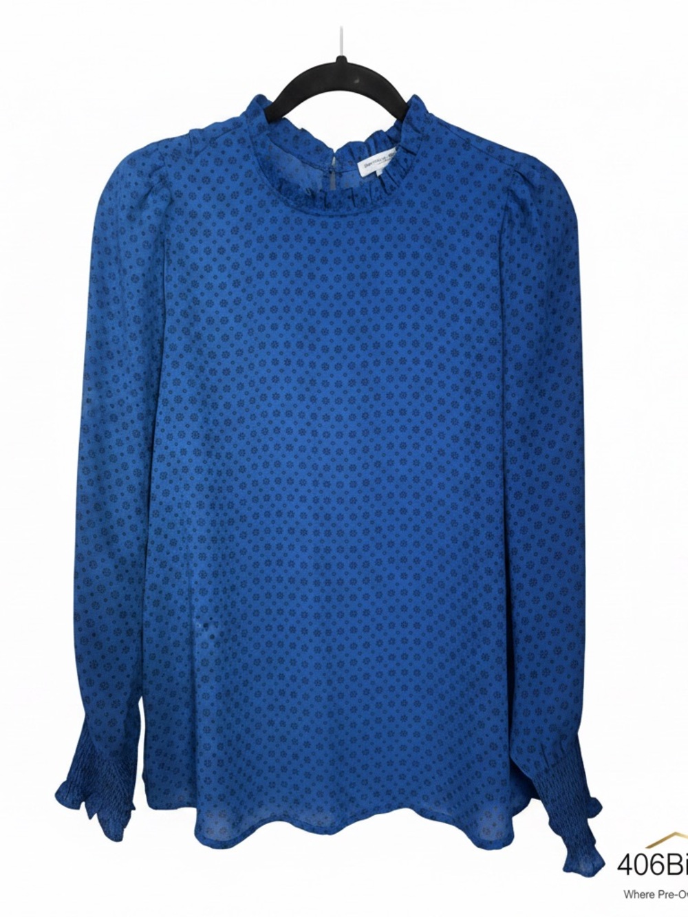 Carolina Belle Royal Blue Mock Ruffle Neck Blouse